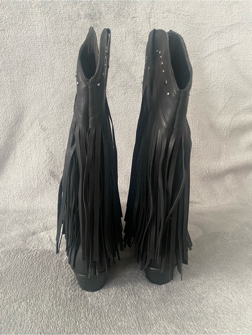 SheSole Women’s Fringe Western Boots Wide Calf Black Studded Cowboy Boots Sz 42 - Picture 5 of 9